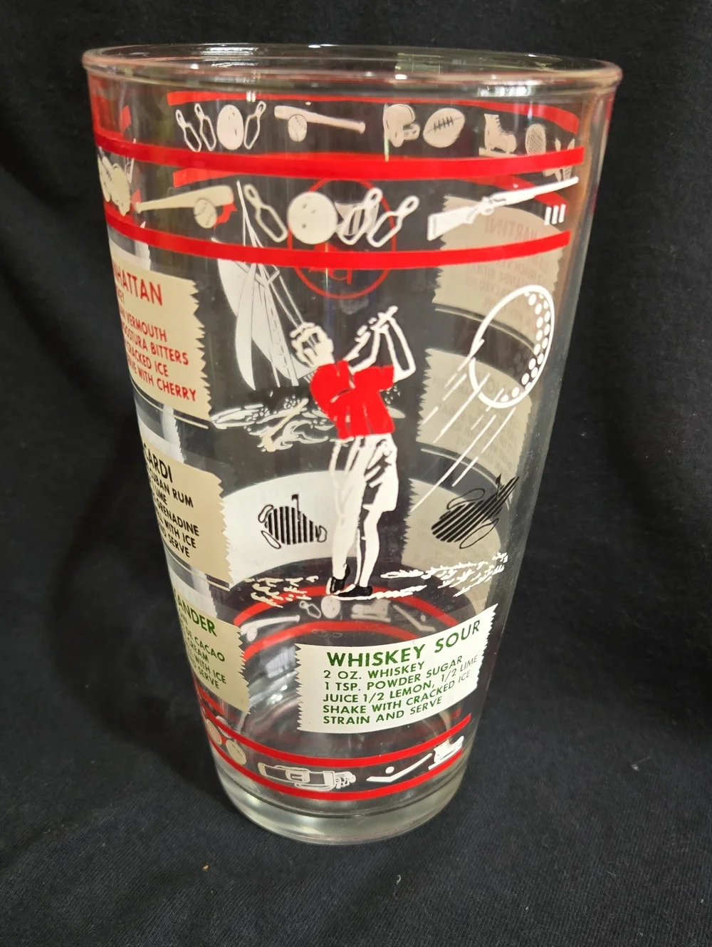 Vintage Cocktail Shaker Glass With Recipes